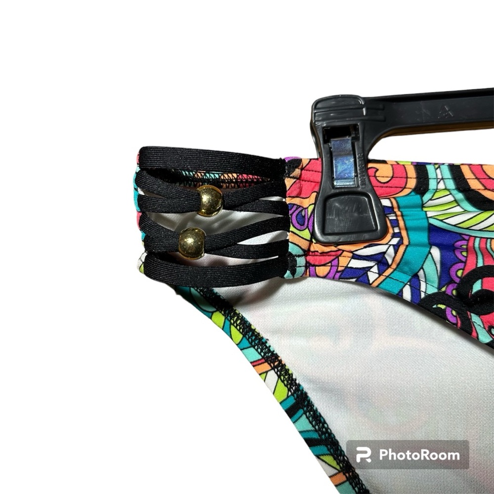 Gibson Latimer‎ Swim Paisley Halter Swimsuit Set, Size XL, Gold detailing - Picture 8 of 10